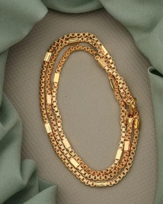 Oriyoway Stylish 1 Gram Gold Plated Round Pipe Design Chain for Men | Party Wear Necklace Gold-plated Alloy