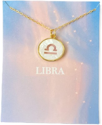 MOREL LIBRA ZODIAC SIGN CHARM PENDANT NECKLACE CHAIN FOR WOMEN AND GIRLS Gold-plated Brass, Metal Pendant