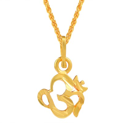 DULCI Gold Plated Brass Om/Ohm/Aum Charm Pendant Necklace Gold-plated Brass Pendant