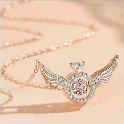 Vipunj Vedansh Enterprises Stylish Rose Gold Plated Angel Wings Pendant Gold-plated, Copper Cubic Zirconia Brass, Copper Pendant