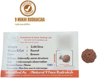 HAPPY CREATION Purest 9 Mukhi Rudraksha with Pendant from indonesian Original Certified by Lab Beads Wood Locket Set