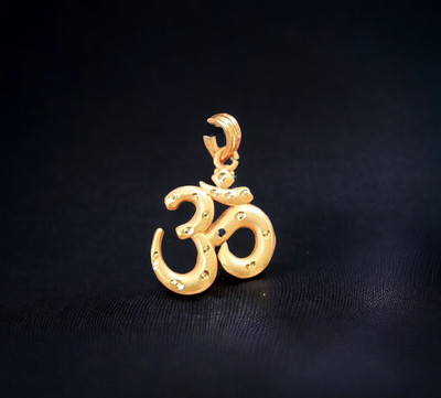 DIVS FASHION OM PENDANT WITH CUTWORK DESIGN Gold-plated Diamond Brass Pendant Set