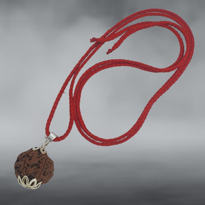 BHAKTI CHIMES 4 Mukhi Rudraksha, Four Face Radraksha, 4 Face Radraksha, Original Rudraksha Silver Beads Brass, Wood Pendant Set