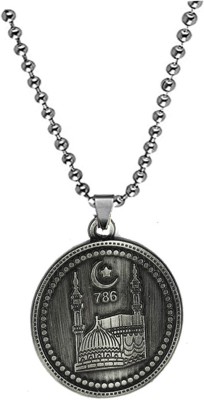 AFH Islamic 786 Allah Lucky Number Moon Star Silver Pendant For Men,Women Rhodium Metal Pendant