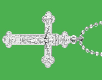 Dynamic Retail Global Jesus Cross Christian Locket Pendant Necklace Chain Religious Jewellery 330I-J Rhodium Stainless Steel Pendant Set
