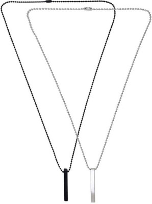 EndlessFashion C 546_PR-bar slvr blak Rhodium Stone Pendant Set