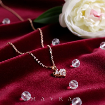 MAVRAA MAVRAA Crystal Heart Pendant Necklace for Women & Girls Enamel Crystal Enamel