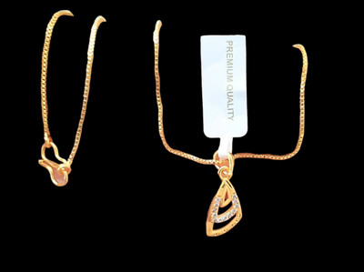 DIVS FASHION LAYERED DESIGNER PENDANT WITH BOX CHAIN Gold-plated Brass Pendant Set