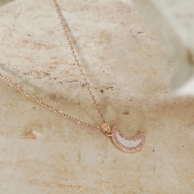 IFQARA Moon shape pendant chain Gold-plated Crystal Alloy Pendant Set