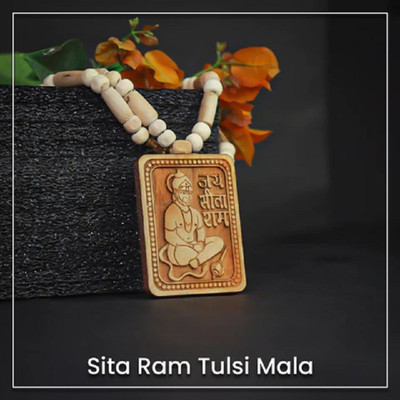 Keshvi Original Bageshwar Dham Tulsi Kanthi Mala With Hanuman Ji Locket Wood Locket Set