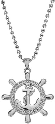 Jagsun Silver Plated Brass, 3D Ship Anchor Vector with Rope Design Locket Sterling Silver, Titanium Stainless Steel Pendant