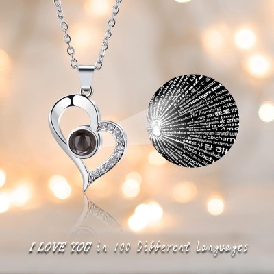 Syfer 100 Languages I Love You Necklace/Pendant for Women and Girl, Daily Wear Pendant Silver Brass, Alloy Pendant