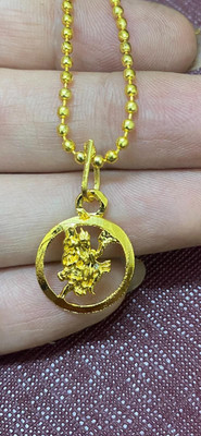 Armoise GOLDEN HANUMAN JI CIRCULAR LOCKET FOR MN AND WOMEN / GIRLS AND BOYS Gold-plated Stainless Steel Locket Set