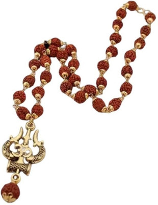 memstomuch God Lord Mahadev Mahakaal Locket Pendant With Mala For Men's Gold-plated Brass Pendant Set