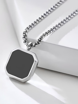 Animated Square Silver Locket Pendant Unisex Link Chain Stone-Studded Waterproof Locket Sterling Silver Stainless Steel Locket Set