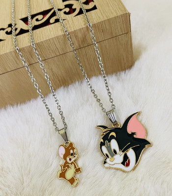 Animated F 108_JS tom jrry pen-hd Silver Stone Pendant Set