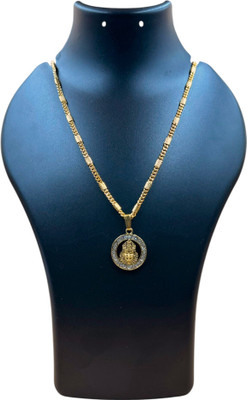 aklina Gold Plated Oval Shape Jai shree Shyam Face Design Pendant Locket Gold-plated Alloy Locket Set