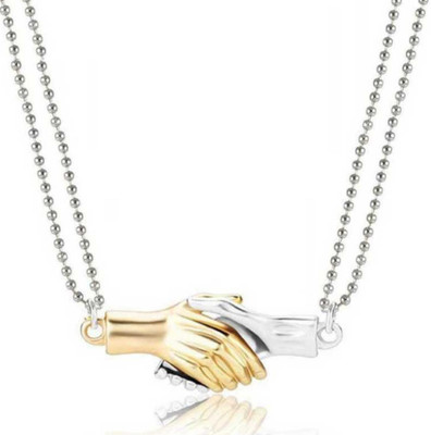 accessoo Romantic Lovers Hold Hands In Hand, Palm Magnet Pendant For Couples. Stainless Steel Pendant Set