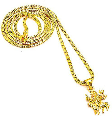 RV jewels Maa Durga Shero Wali Mata Ji Locket Chain Gold-plated Alloy Pendant