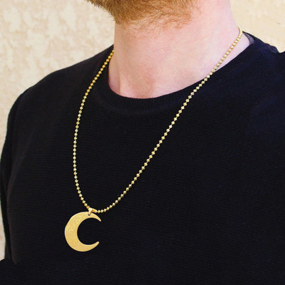 The Men Gift Glossy Gold-plated Stainless Steel Pendant Set