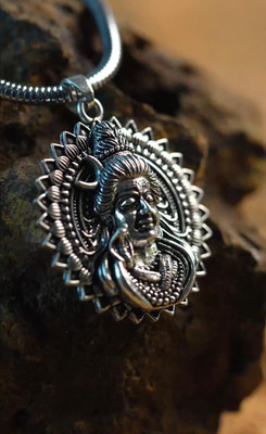 PRRITI Silver Mahadev Locket With Snake Chain Silver Alloy Pendant Set