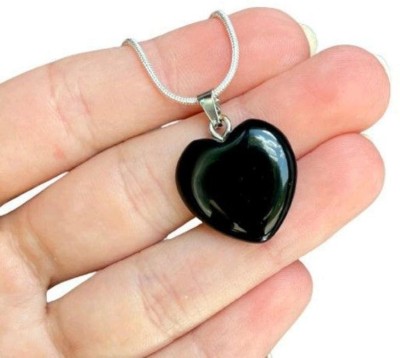 MARMORIS ECOM MARMORIS ECOM Black Obsidian Heart Shape Healing Crystal Pendants (Pack of 1) Crystal Crystal Pendant