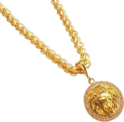 Aviate Lion Round Diamond & koyali chain Gold-plated Diamond Alloy Pendant Set