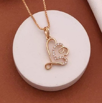 STYLISTAJEWELS Modern Rose Gold Plated Pendant Necklace with Sparkling AD Stones Gold-plated Alloy Pendant Set