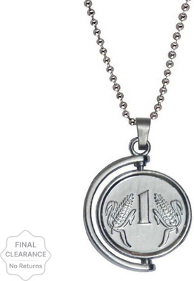 ruby collection Sadnya One Rupees Silver Coin Locket With Chain Alloy Locket Silver Stainless Steel Pendant Set