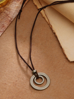 Qiroko Norse Code Collection | Circular Pendant Chain Necklace For Men With Rope Leather Pendant Set