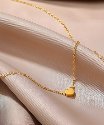 sk jewels Modern Gold Heart Necklace with Simple Chain, Elegant and Stylish Gift Brass Pendant