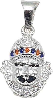 Sahiba Gems Lord Shree Khatu Shyam Ji Locket Rhodium Zircon, Cubic Zirconia Sterling Silver Pendant