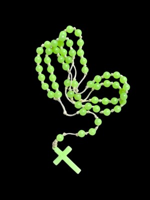 DIVINE Green Glow Dark Spiritual Catholic Rosary Chain- Christian Japamala Plastic Locket