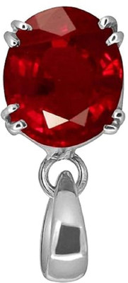KUSHMIWAL GEMS 11.25 Ratti 10.55 Crt A+ Quality Natural Ruby Manik Ashtadhatu Pendant Silver Ruby Brass Pendant