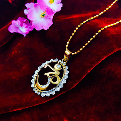 RJ IMITATION Gold plated Om pendant locket with chain Gold-plated Alloy Pendant Set