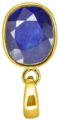 KUSHMIWAL GEMS 7.25 Ratti 6.50 Crt Blue Sapphire Neelam Stone Locket Rashi Ratan Gemstone Gold-plated Sapphire Brass Locket