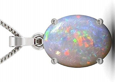 KUSHMIWAL GEMS 15.25 Ratti 14.00 Crt Natural Opal ASHTdhatu Pendant Opal Original Certified/ Silver Opal Brass Pendant