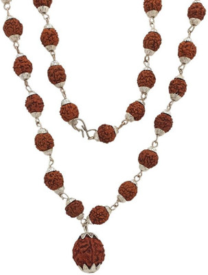 Rudra gems Jewellery Most Demanded Shiv Trishul OM Dotted Locket Pendant With 5 Mukhi Rudraksha Mala Gold-plated Beads Brass, Alloy Pendant Set