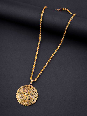 Divastri Gold Plated chian and pendant set Gold-plated Brass Pendant Set