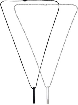 m a enterprises F 546_PR-bar slvr blak Rhodium Stone Pendant Set