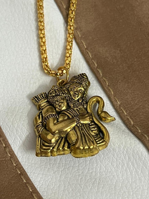 PLACIDO GOLDEN RAM $ HANUMAN JI LOCKET WITH GOLDEN CHAIN Metal Pendant Set