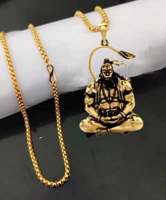 KI&KA Creation gold plated Hanuman bajrangbali balaji locket chain for boy/men &girls/women Silver Brass Locket Set