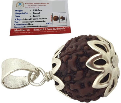 robbanmant 7 Mukhi 7 Faced Nepali Rudraksha Pendant Positive Effect For Both Men & Women Silver Wood Locket Set