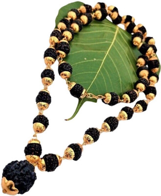 memstomuch Original Panchmukhi Big Rudraksh Mala gold plated wood chain Gold-plated Beads Brass, Alloy Pendant