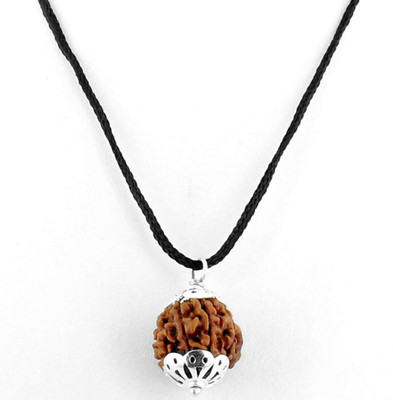 HAPPY CREATION 7 Mukhi Nepali Rudraksha Silver Wood Pendant
