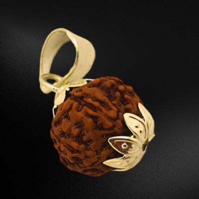Madhavi Jewellery 7 Mukhi Nepali Rudraksha Seven Face Rudraksh Gold-plated Wood Pendant