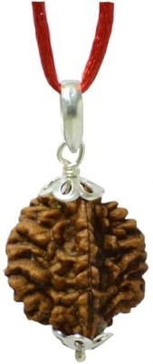 Beautum 2 Mukhi/Faced Nepali Rudraksha Natural & Rudraksha Metal Capping Wood Pendant