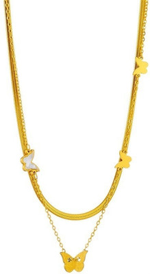 KRYSTALZ Western Charm Butterfly Pendant Chain Necklace for Womens girls Gold-plated Stainless Steel Locket