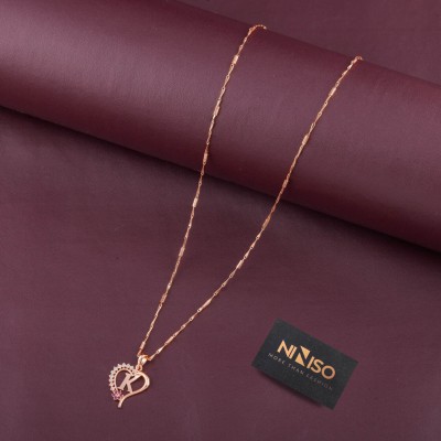 VESTURE KNOT Alphabet K Letter Rose Gold Platted American Diamond Chain Pendant For Women's Alloy Tanmaniya