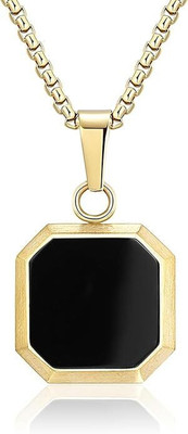 Fab Creations Square Pendant for Men and Women Stainless Steel__F8 Gold-plated Alloy Pendant Set